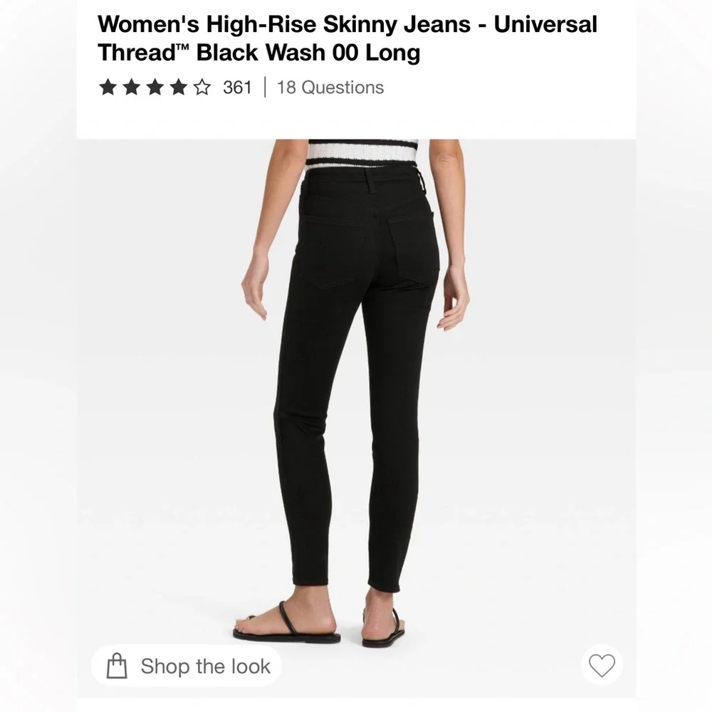 Universal Thread Black High-Rise Skinny Jeans - Slim Fit - Picture 2 of 8